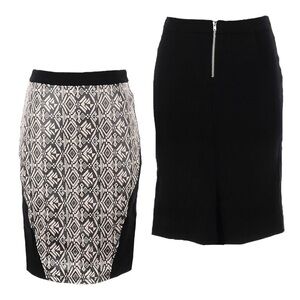 🌺 LF Have Geometric Print Classic Stretchy Pencil Skirt Size M Exposed Zip